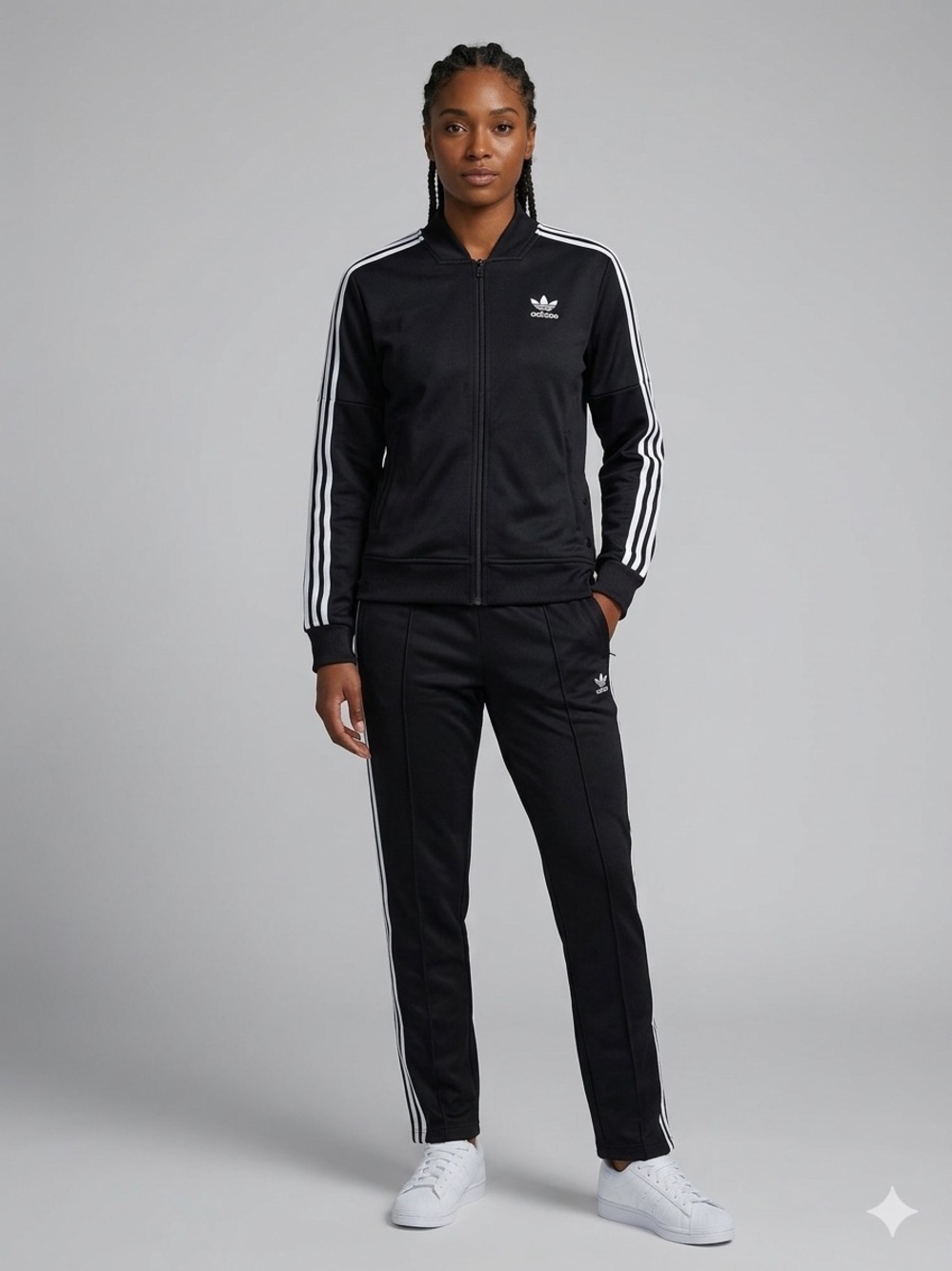 Adidas Women’s Snap-It Tricot Track Jacket Black White Medium Side Snap 3-Stripe